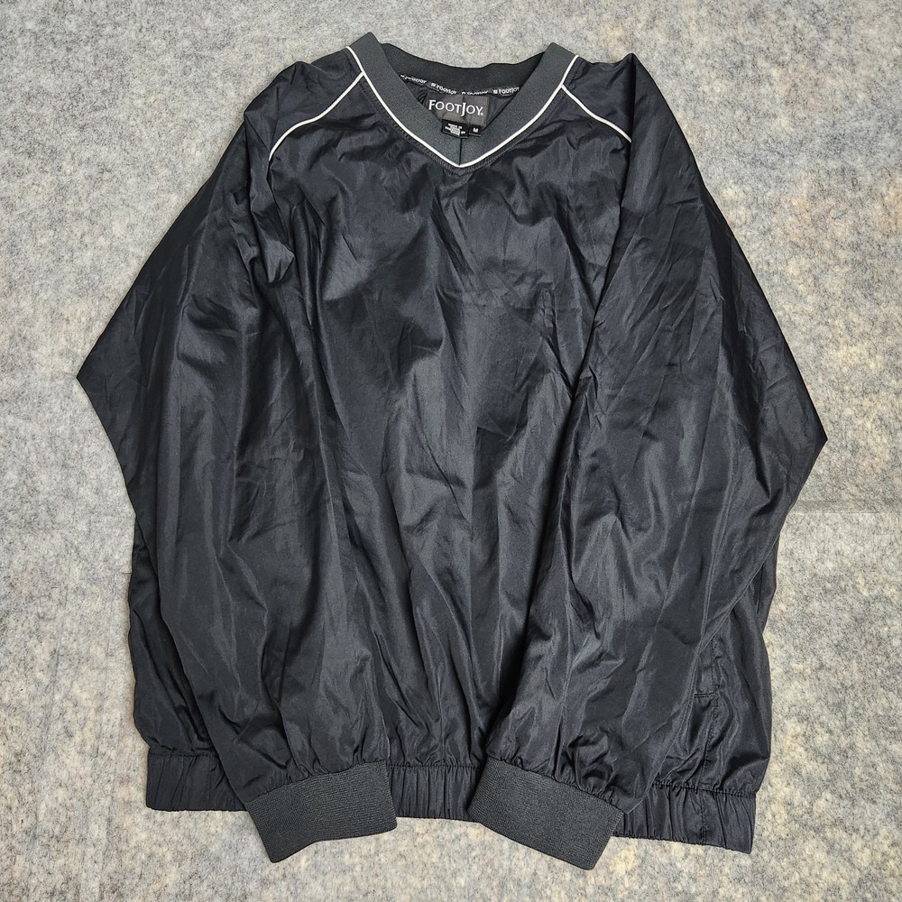 FootJoy Windbreaker Men M Black V Neck Golf Windbreaker Pullover Long Sleeve